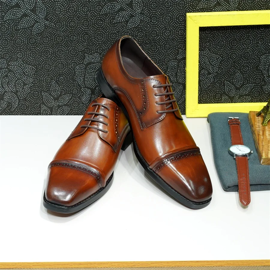 Sturdy Cap-Toe Oxfords Genuine - Men'S Shoes Smart ulasan dan harga