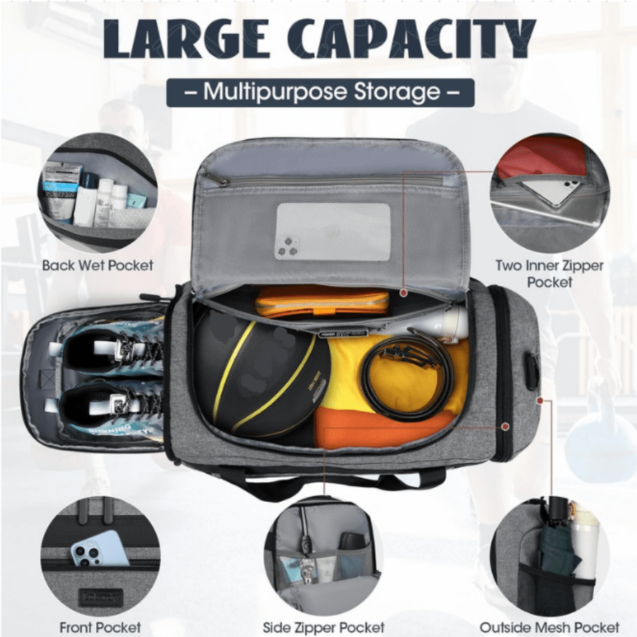 55L Sports Gym Duffel Bag For  - Men'S Shoes Water Resistant ulasan dan harga