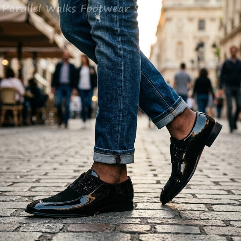 Men Black Patent Faux Suede Rh - Men'S Shoes Smart ulasan dan harga