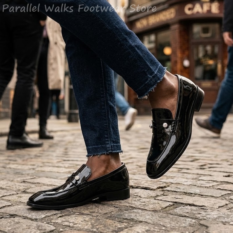 Men Black Patent Faux Suede Rh - Men'S Shoes Smart ulasan dan harga