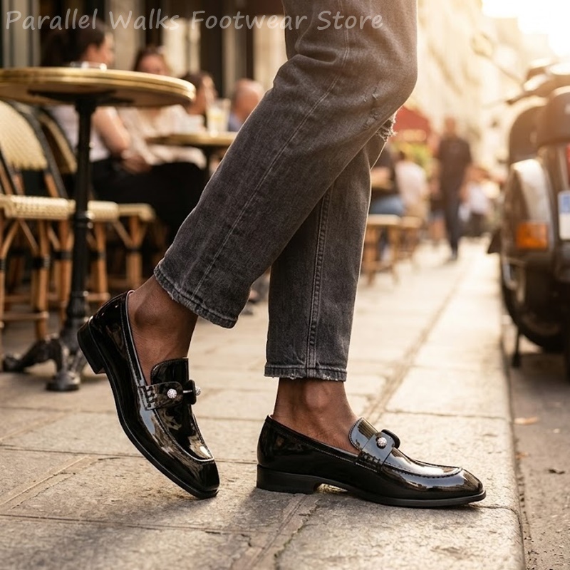 Men Black Patent Faux Suede Rh - Men'S Shoes Smart ulasan dan harga