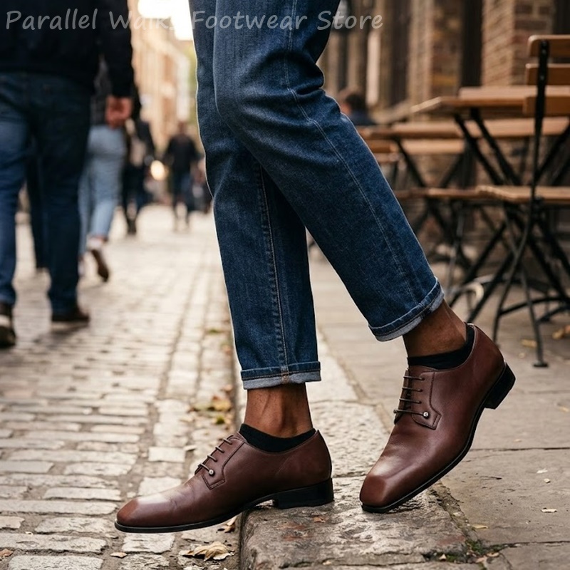 Mens Dark Brown Leather Derby  - Men'S Shoes Smart ulasan dan harga